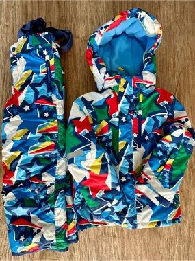 Kids Star-Print Winter Jacket and Snow Pants - Blue Multi